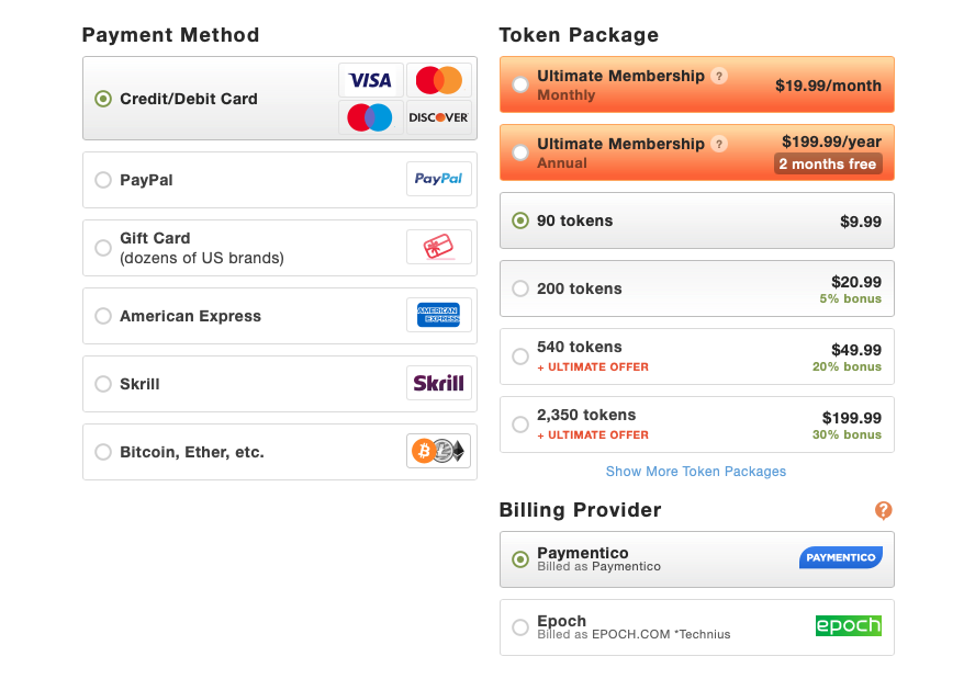 Graphic of Stripchat's pricing structure.